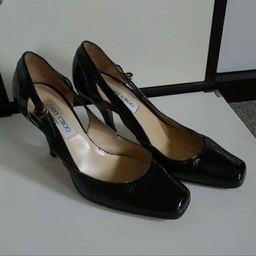 Jimmy Choo Black Patent Leather Slingback Pumps